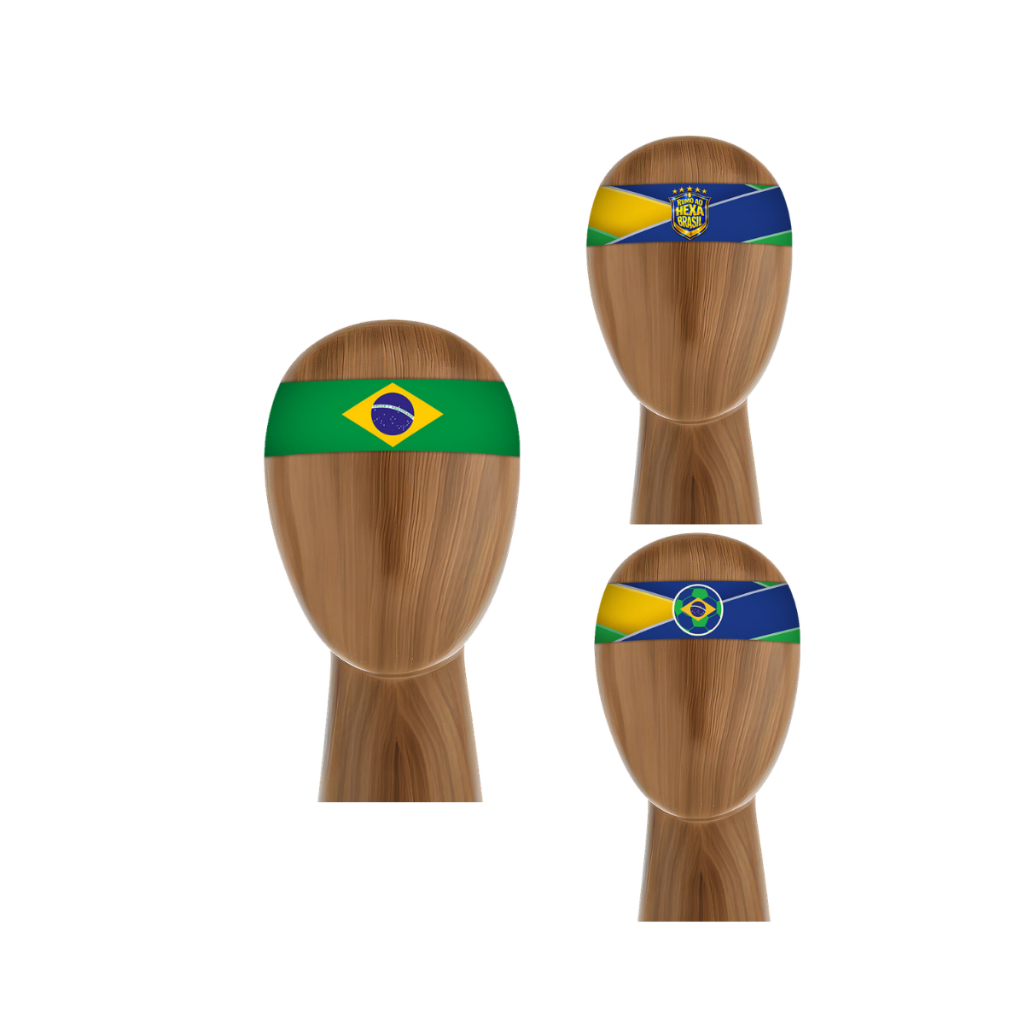 Bandana Testeira Esportiva Tecido Sublimado Copa do Mundo Brasil Hexa Bandeira 20x5cm