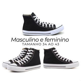 Tênis masculino e feminino bota cano alto e tradicional cano baixo na promoção colegial em Oferta na Shopee