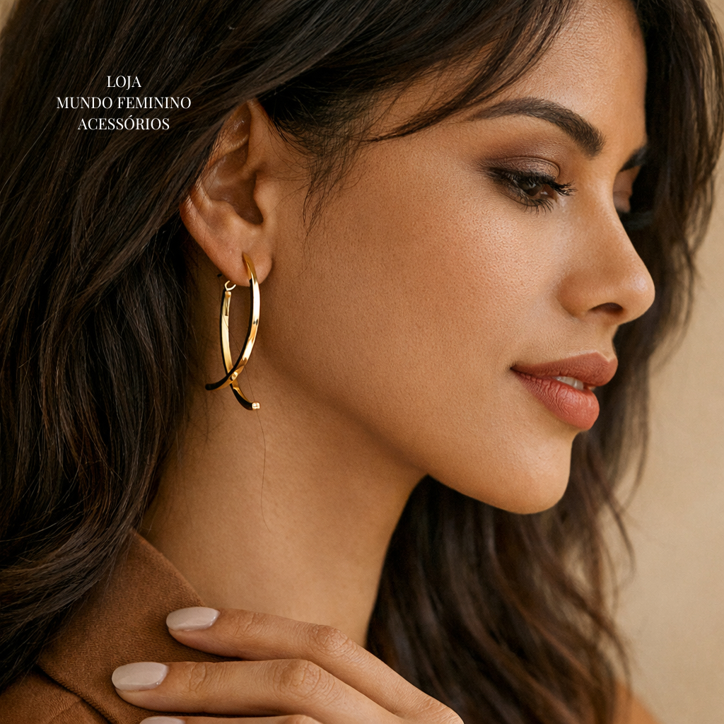 Brinco Feminino Aço Inoxidável Antialérgico Não escurece  Banhado Dourado e Prateado