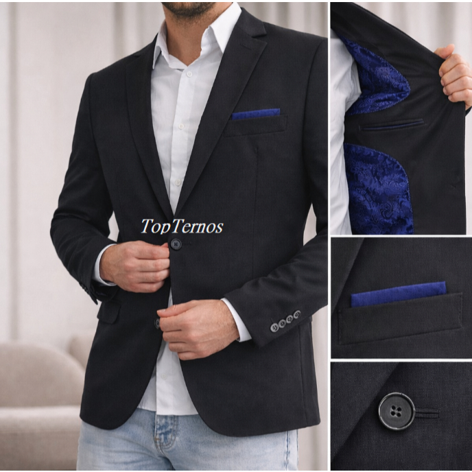 Terno Masculino Bege e Preto Slim Fit- Corte Italiano, Tecido MicroFibra Gabardine Premium