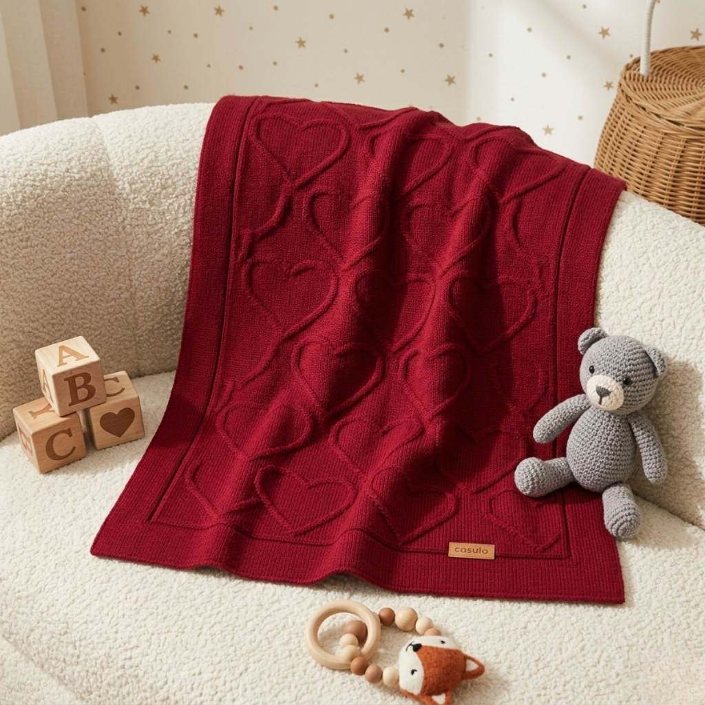 Manta Infantil Menina Menino Coração 80x80 Soft Super Macia e Aconchegante