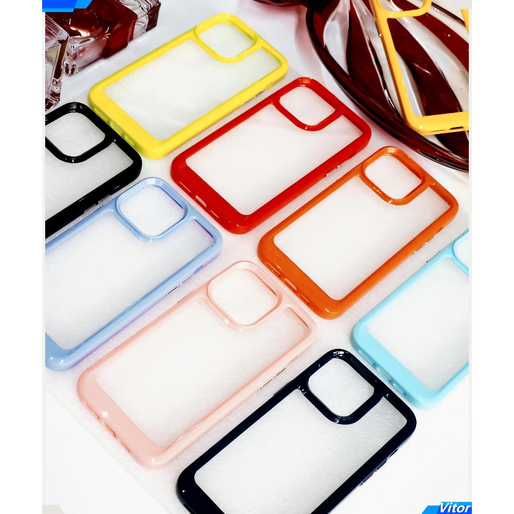 Capa Bumper Transparente com Bordas Coloridas Anti-Impacto Para iPhone 11 12 13 14 PRO PLUS PROMAX — imagem 2 de 2