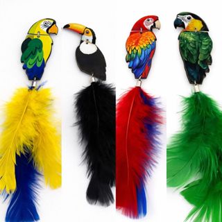 Brinco de arara com pena Lançamento/ Moderno/ design Único/ Cores Vivas em Oferta na Shopee