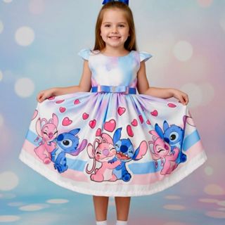 Vestido Infantil Lilo e Stich Angel estampadoTemático Menina Aniversário presente criança Verão em Oferta na Shopee