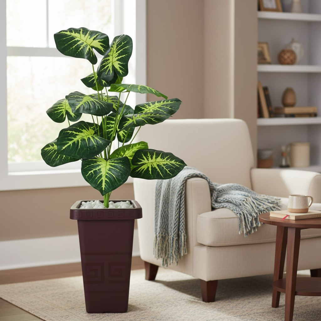 Planta Artificial Arranjo Toque Real Com Vaso Decorativo Enfeite Casa Sala Escritório