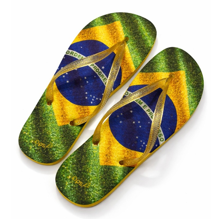 Chinelo Brasil Copa do Mundo 2026 Estampa Bandeira Verde e Amarelo Feminino