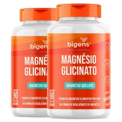 Kit 2x Magnésio Glicinato, Quelato, 350mg de magnésio elementar, 90 Cápsulas, Bigens