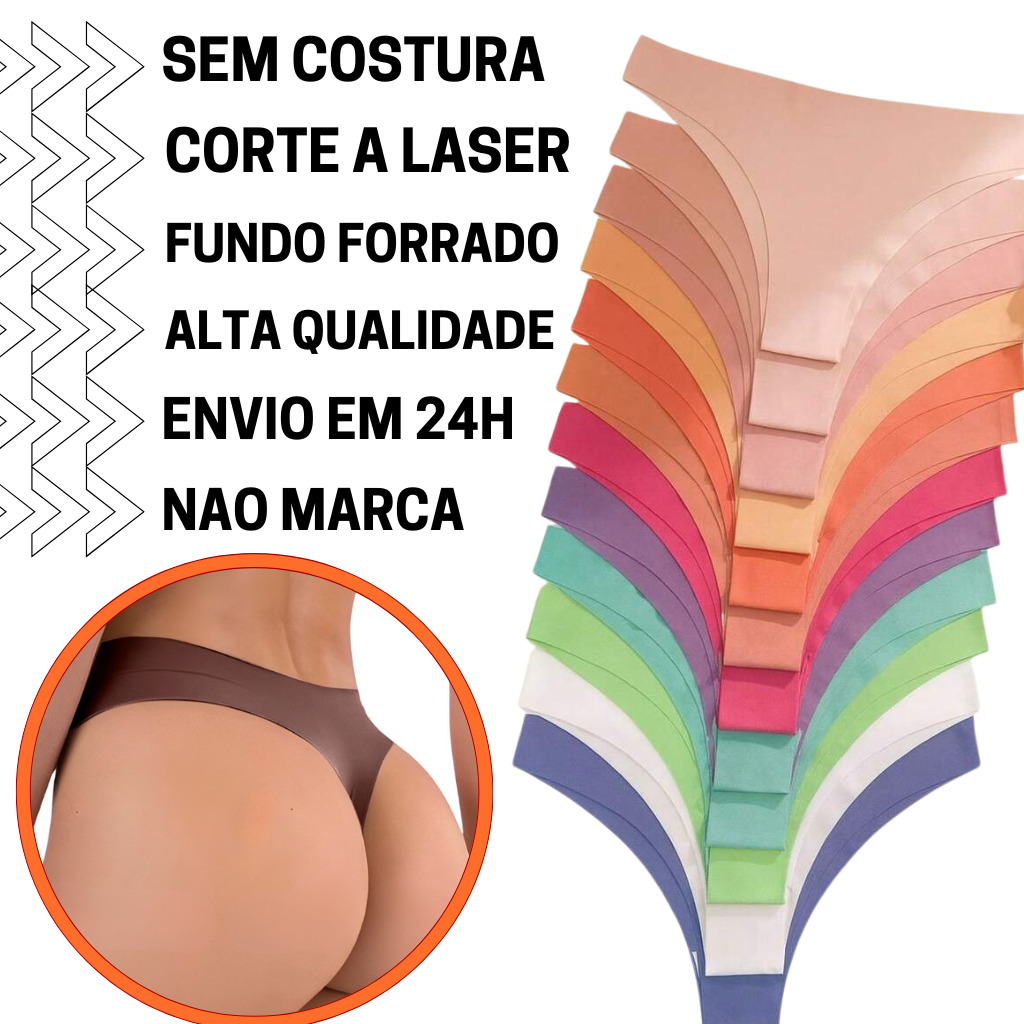 Kit Calcinhas Sem Costura Corte a Laser Fio Dental Nao Marca Premium