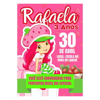 Convite ADESIVO para Agenda Escolar MORANGUINHO - 9x6cm Papel Fotográfico 130g/m em Oferta na Shopee
