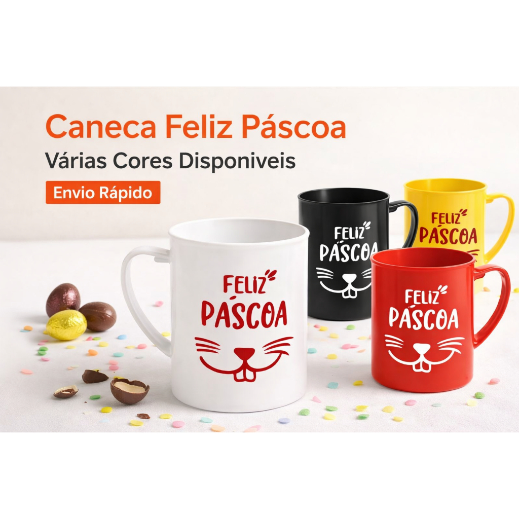Kit 10 caneca personalizada Feliz páscoa Lembrancinha de Pascoa Lembrança Pascoa