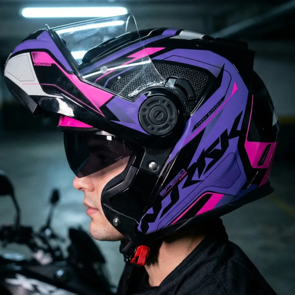 Capacete Norisk Ff345 Route Speedmax Preto Roxo em Oferta na Shopee