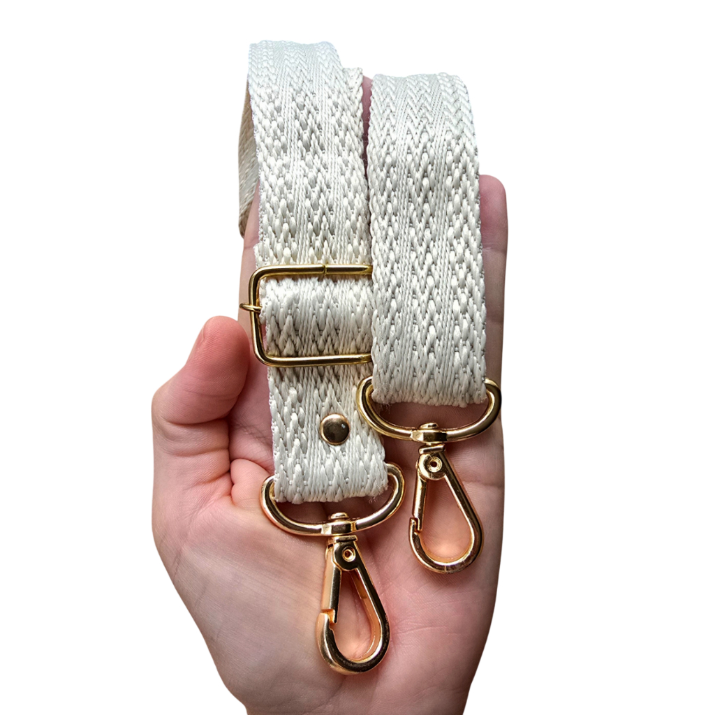 Alça Chic 3cm com Relevo/Nervuras decorativas para bolsa transversal regulável e com mosquetões Alumínio nas pontas