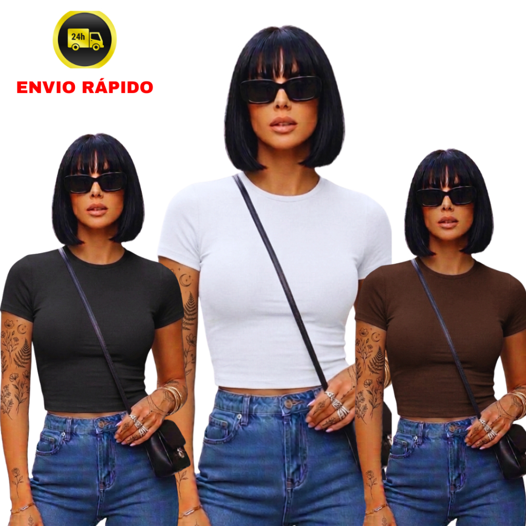 Kit 3 Cropped Feminino Basico Confortavel Soltinho Academia Casual Algodão Premium