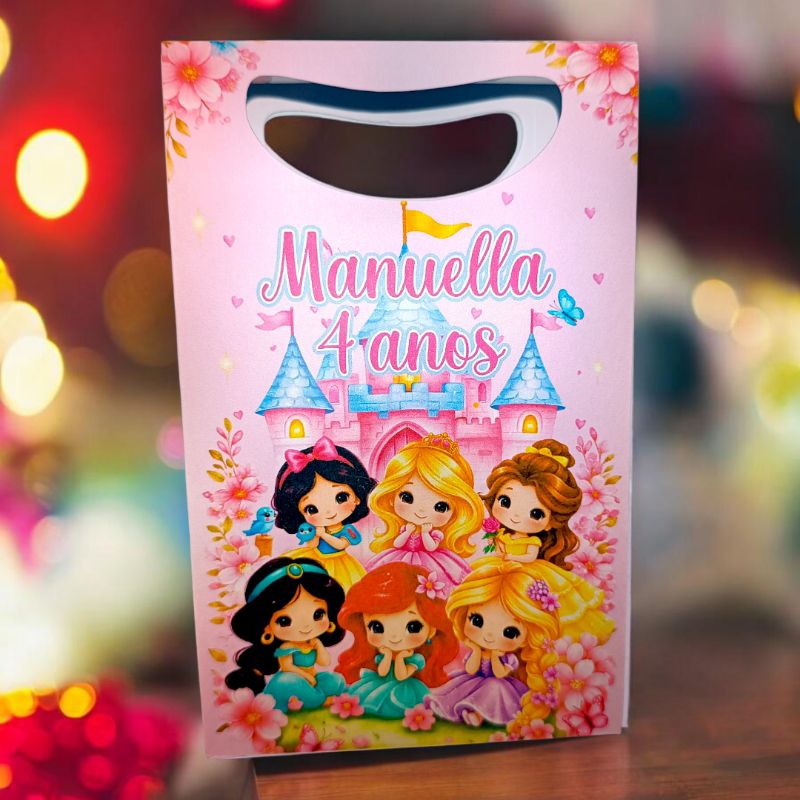 ENVIO EM 24H Sacolinha P Princesas Cute Baby PEGUE E MONTE Personalizada com Nome e Idade Lembrancinhas Aniversário