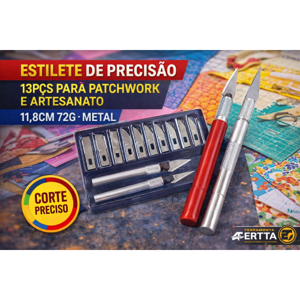 ESTILETE DE PRECISÃO 13 PEÇAS – IDEAL PARA PATCHWORK E ARTESANATO FMA123
