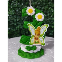 vela aniversário com tema Sininho tinker Bell/Decoração festa/Topo de bolo/Vela biscuit