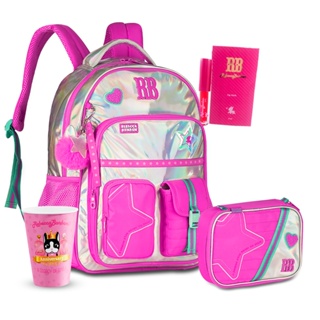 Kit Mochila Estojo Escolar Grande Compartimento Interno Divisória Notebook Tablet Rebecca Bonbon em Oferta na Shopee