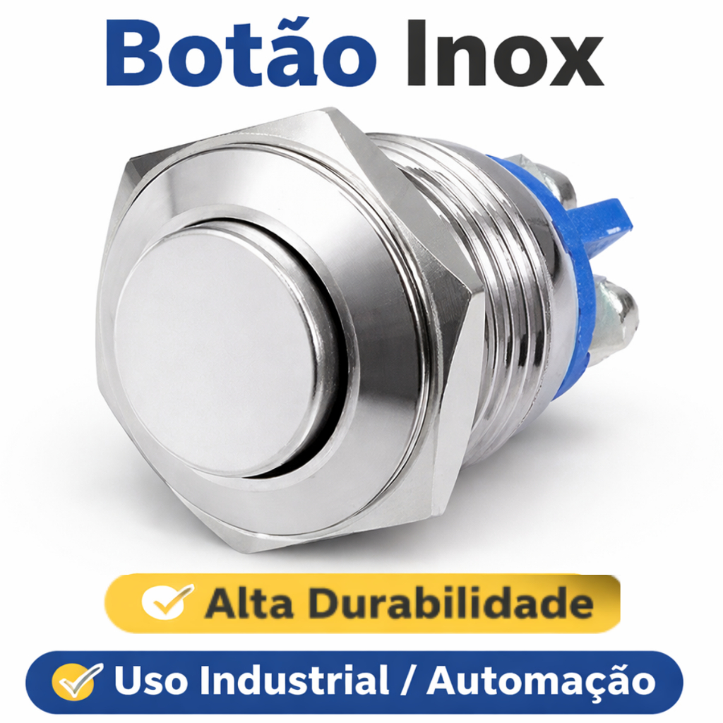 Botão Inox Push Button Metal 12mm / 16mm Industrial Automação Painel Alta Durabilidade Interruptor Pressão – KITS COM 1u em Oferta na Shopee