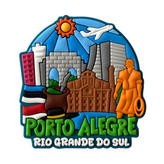 Imã de Geladeira Emborrachado Porto Alegre RS Miscelânea - Lembrança Laçador Gasômetro Guaíba POA