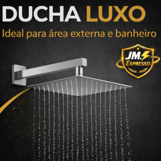 DUCHA CHUVEIRO 20x20 INOX 304 QUADRADRO RETO/ARTICULADO em Oferta na Shopee