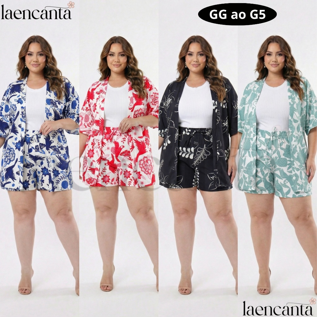 Conjunto Kimono Plus Size GG ao G5