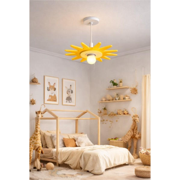 Lustre Infantil Sol - Lustre Para Quarto Infantil Mãe e Bebê - Berçário