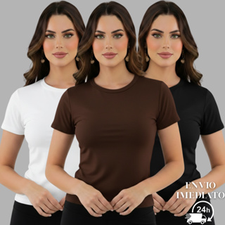 Kit 2 Blusa Feminina Suplex Academia dia a dia Esportes Blusinha básica em Oferta na Shopee