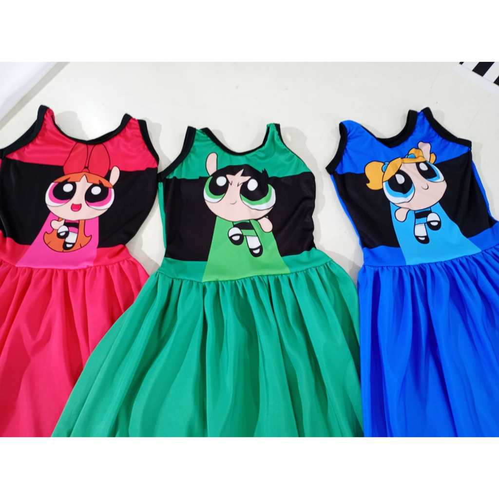 Vestido Fantasia Meninas Super Poderosas Infantil e Adulto Carnaval Mulheres Folia Carnaval