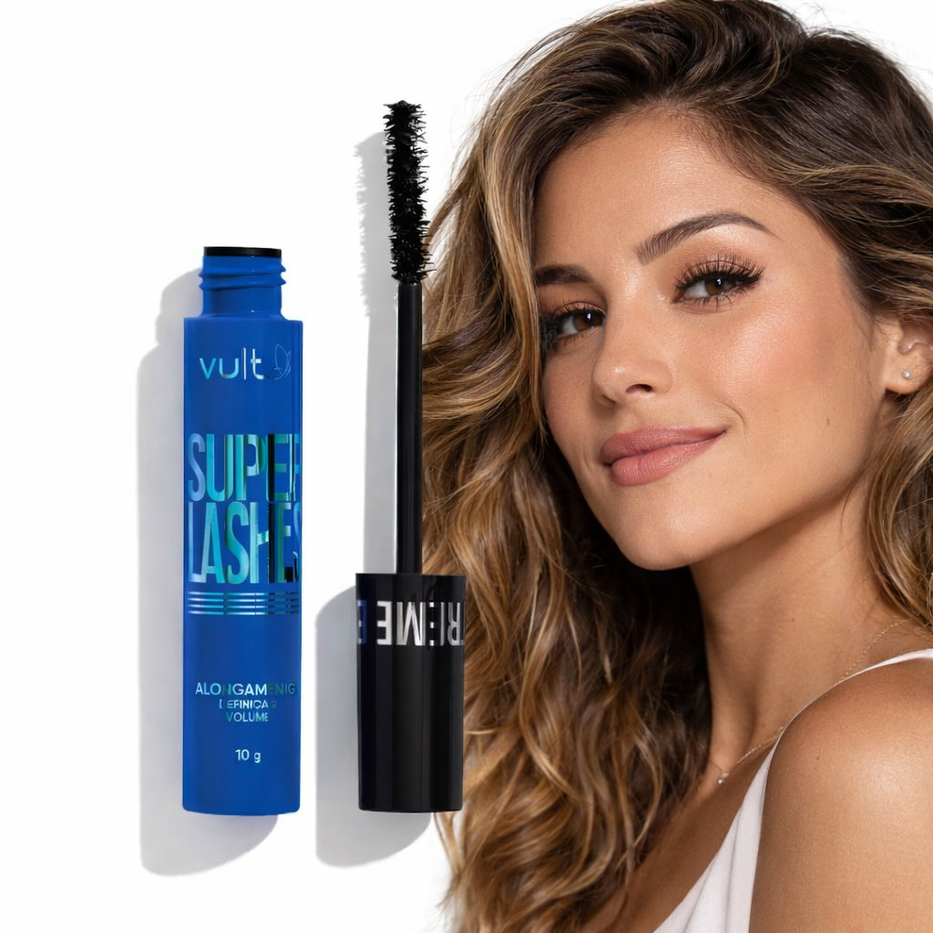 Máscara de Cílios Vult Extreme Super Lashes 10g Volume Alongamento Definição Super Preta - Rímel - À Prova D'Água