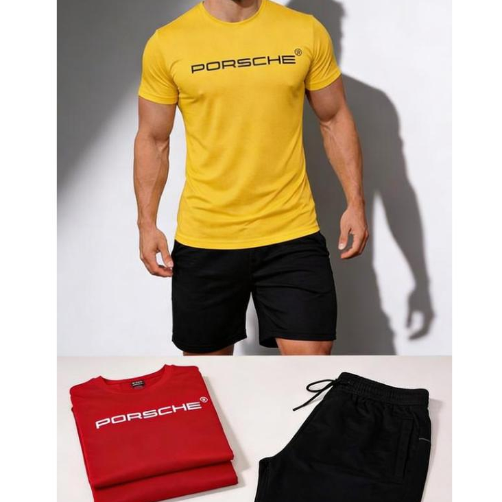 Kit 3 ou 1 Peças Masculino Dry Fit 2 Camisetas e 1 Bermudas Esportes Academia Tecido Flexível Treino em Oferta na Shopee