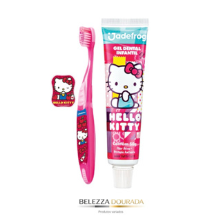 Escova de Dente Infantil Hello Kitty Jade Pro – Cerdas Macias com Protetor + Gel dental com sabor Tutti Frutti em Oferta na Shopee