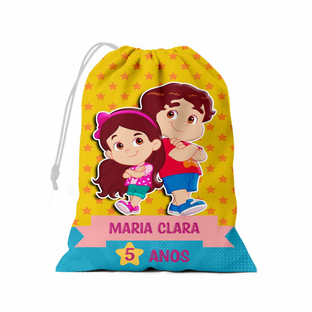 Saquinho Surpresa 15x20 Maria Clara e Jp Personalizada com nome e Idade Sacolinha Lembrancinha Aniversário