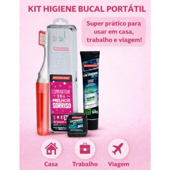 Kit Viagem para Adulto Escova dental + Fio dental + Gel dental - Kit Higiene Bucal
