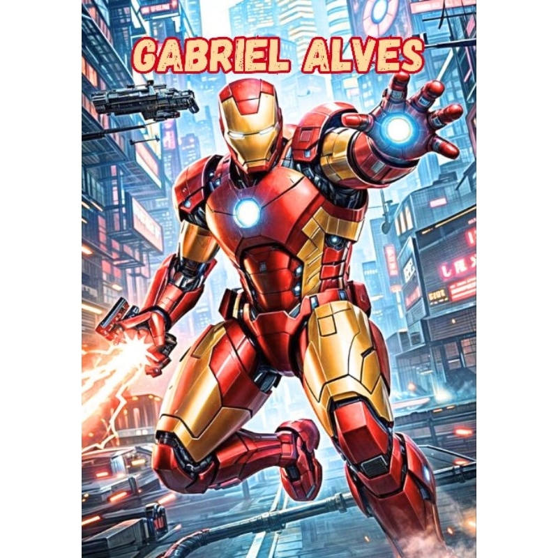 ADESIVOS HOLOGRÁFICO PERSONALIZADO PARA CAPA DE CADERNO TEMA HOMEM DE FERRO CAPA+CONTRA -CAPA