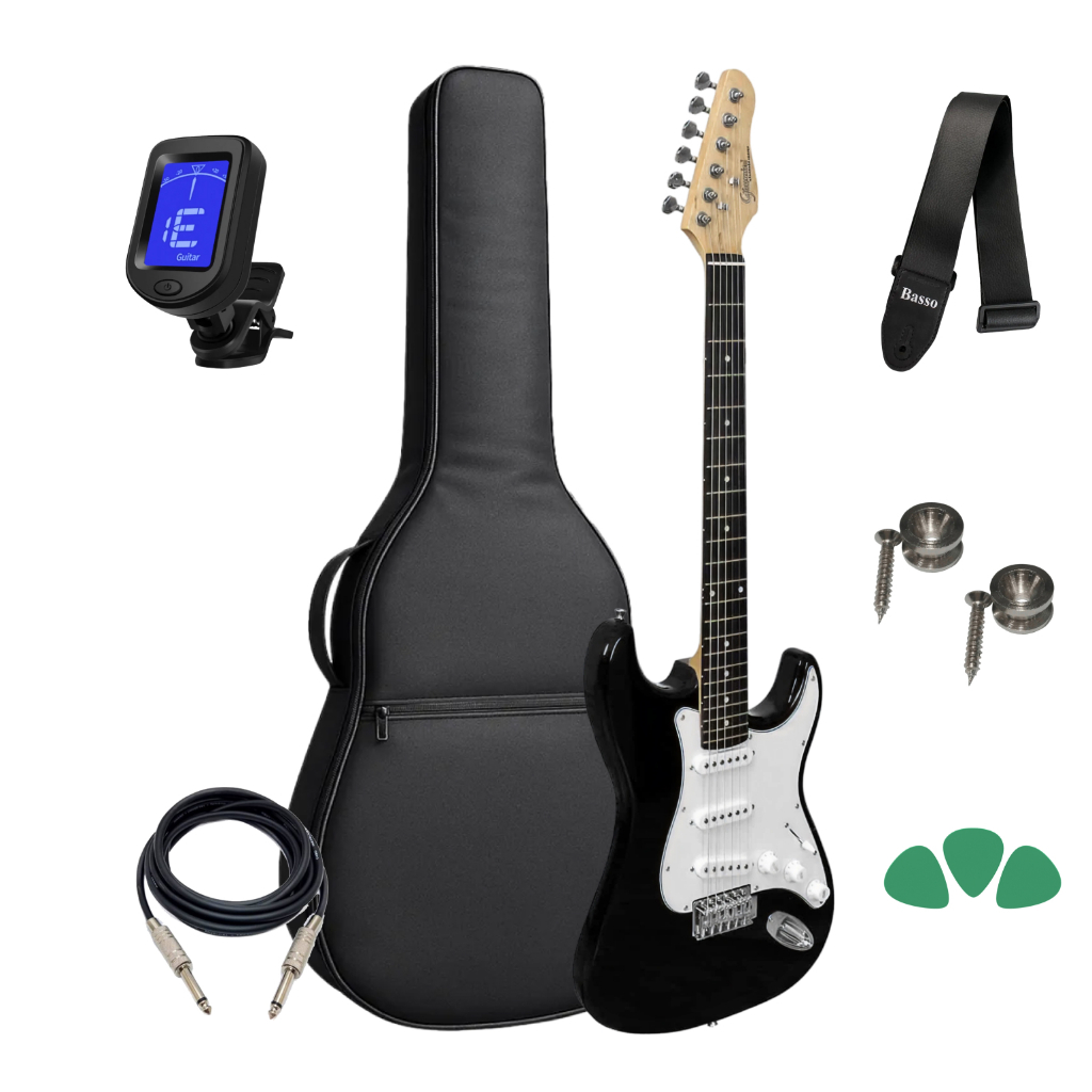 Guitarra Giannini G-100 Bk/wh Strato + Kit Capa Cabo Full