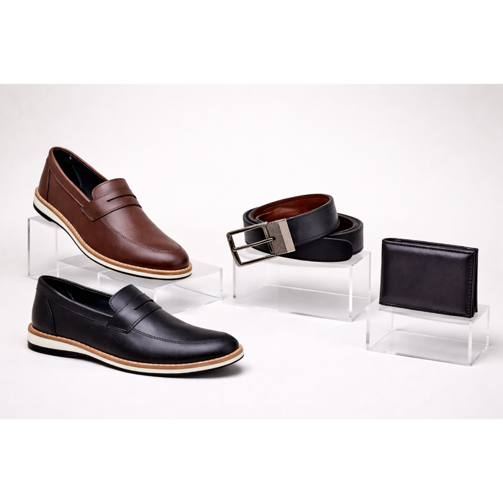 Kit Sapato Mocassim Masculino Loafer Cinto Carteira Preto Marrom Social Casual Sapatenis Couro Noivo