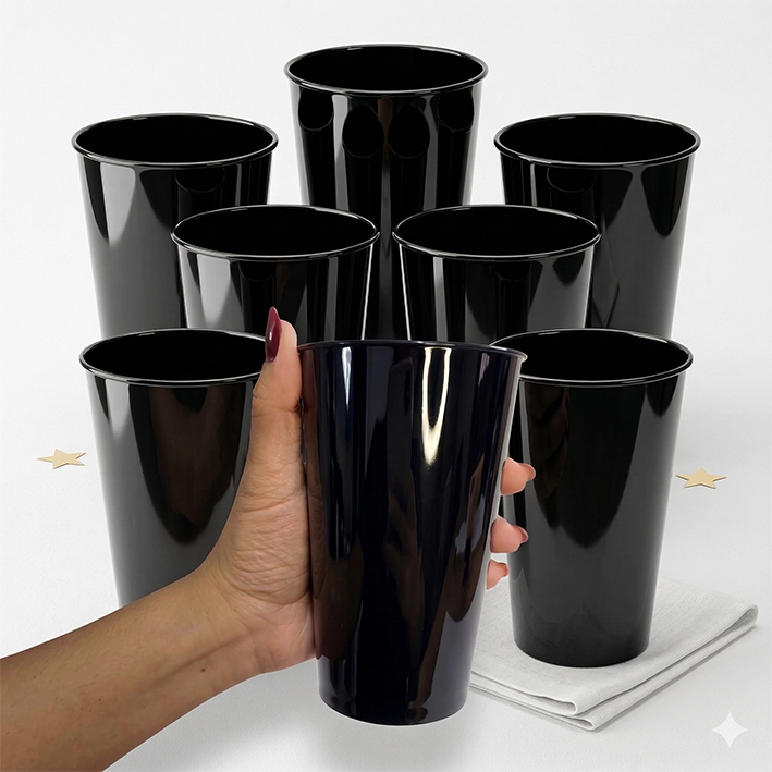 Copo Twister Caldereta 450ml Preto Sem estampa Liso Festa Balada Evento Empresa Show Confraternização Top