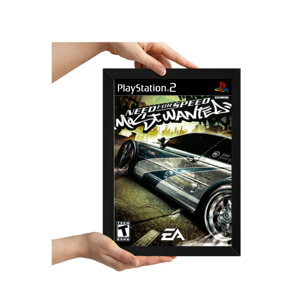 Quadro Decorativo Gamer Need for Speed Most Wanted PS2 Moldura A4 25x30cm