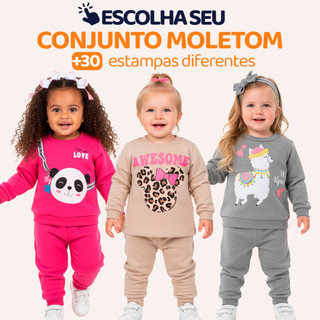 Conjunto Moletom Bebe Menina Escolha Seu Modelo, com Estampas Fofas e Conforto Infantil B…