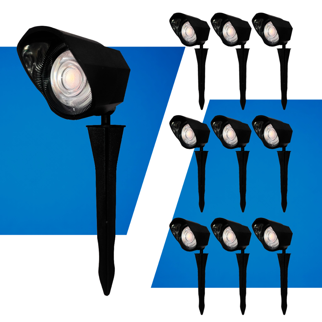 Kit 10 Espeto Led Garden 5w 9x9cm 3000k Branco Quente Bivolt Preto Cod:SEED00010