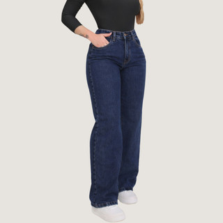 Calça Jeans Feminina Pantalona Wide Leg Elegante E Moderna