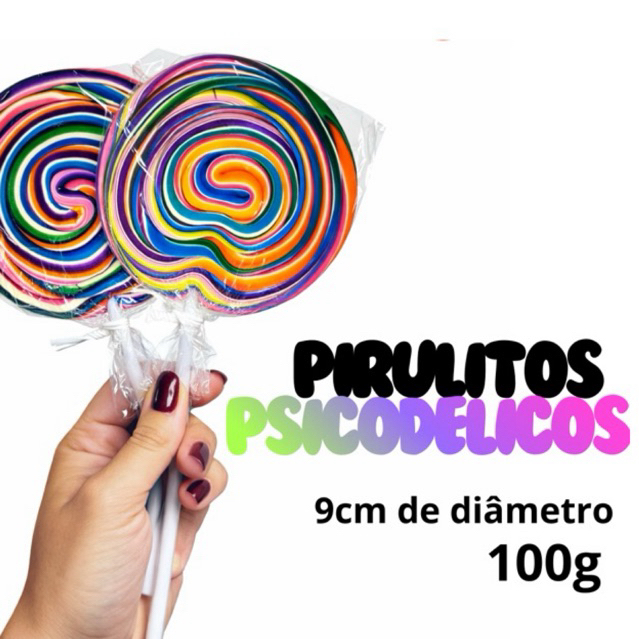 2 unidades Pirulito Gigante Psicodélico para Festa Chaves, Chiquinha, Kiko 9cm 100g