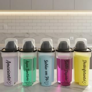 Kit 5 Peças Lavanderia Porta Sabão 1700ml Com Adesivo Sabao em Pó Sabão Liquido Amaciante Água Sanitária Desinfetante em Oferta na Shopee