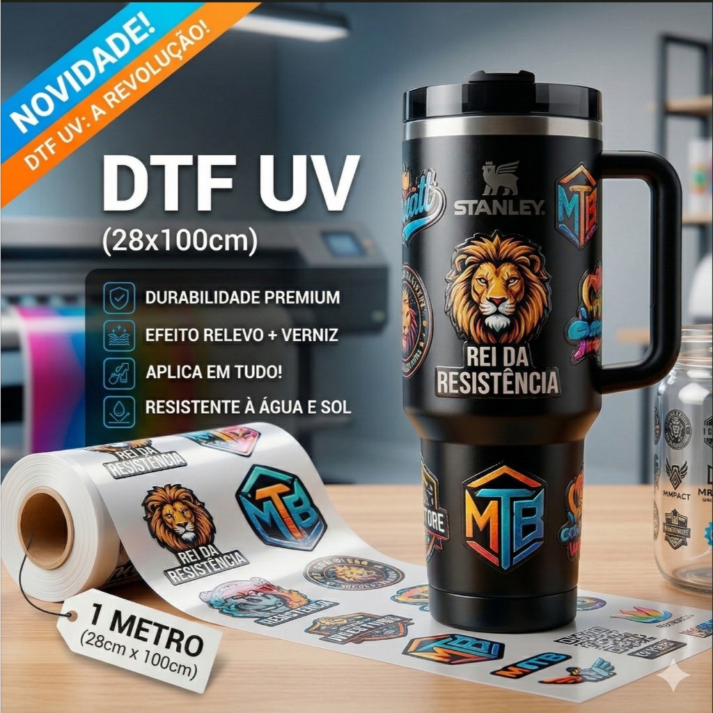 Adesivo DTF UV por Metro (28x100cm) - Personalize Qualquer Superfície Rígida! copos canecas acrílicos metais sacolas. em Oferta na Shopee
