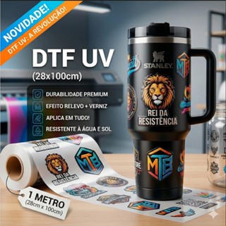 Adesivo DTF UV por Metro (28x100cm) - Personalize Qualquer Superfície Rígida! copos canecas acrílicos metais sacolas. em Oferta na Shopee