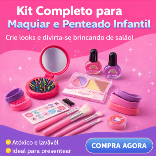Kit Maquiagem Profissional Completo Pincel Cabelos Cosméticos Beleza Kit Infantil Beleza