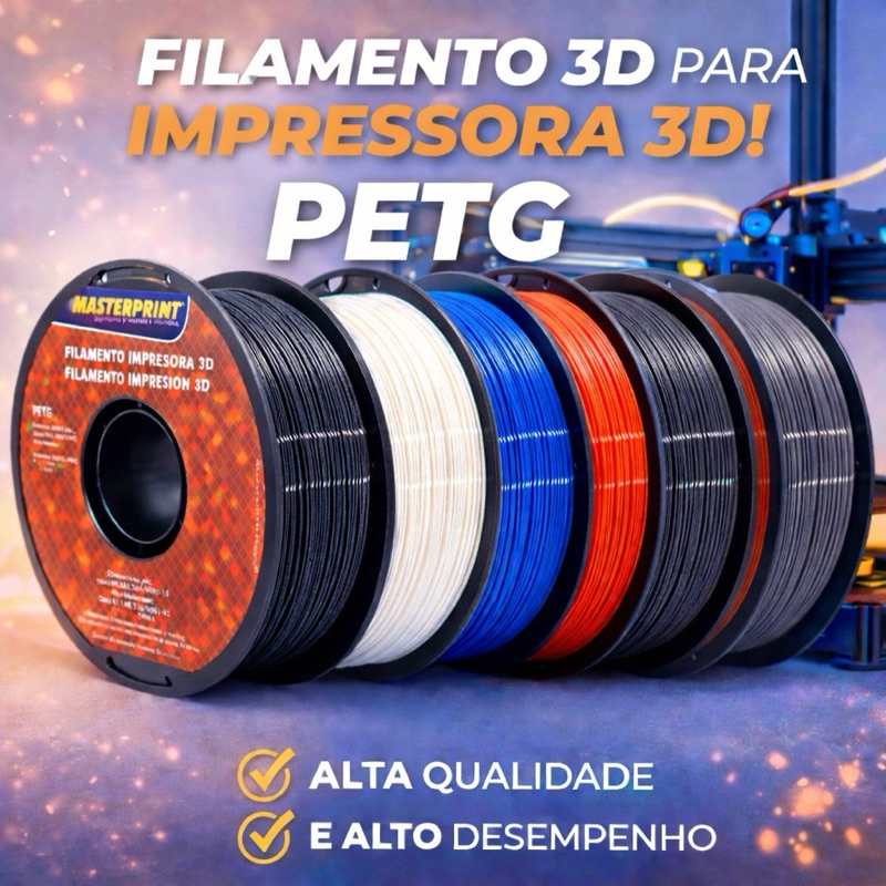 Filamento PETG Masterprint 1.75mm 1kg Alta Resistência para Impressora 3D em Oferta na Shopee