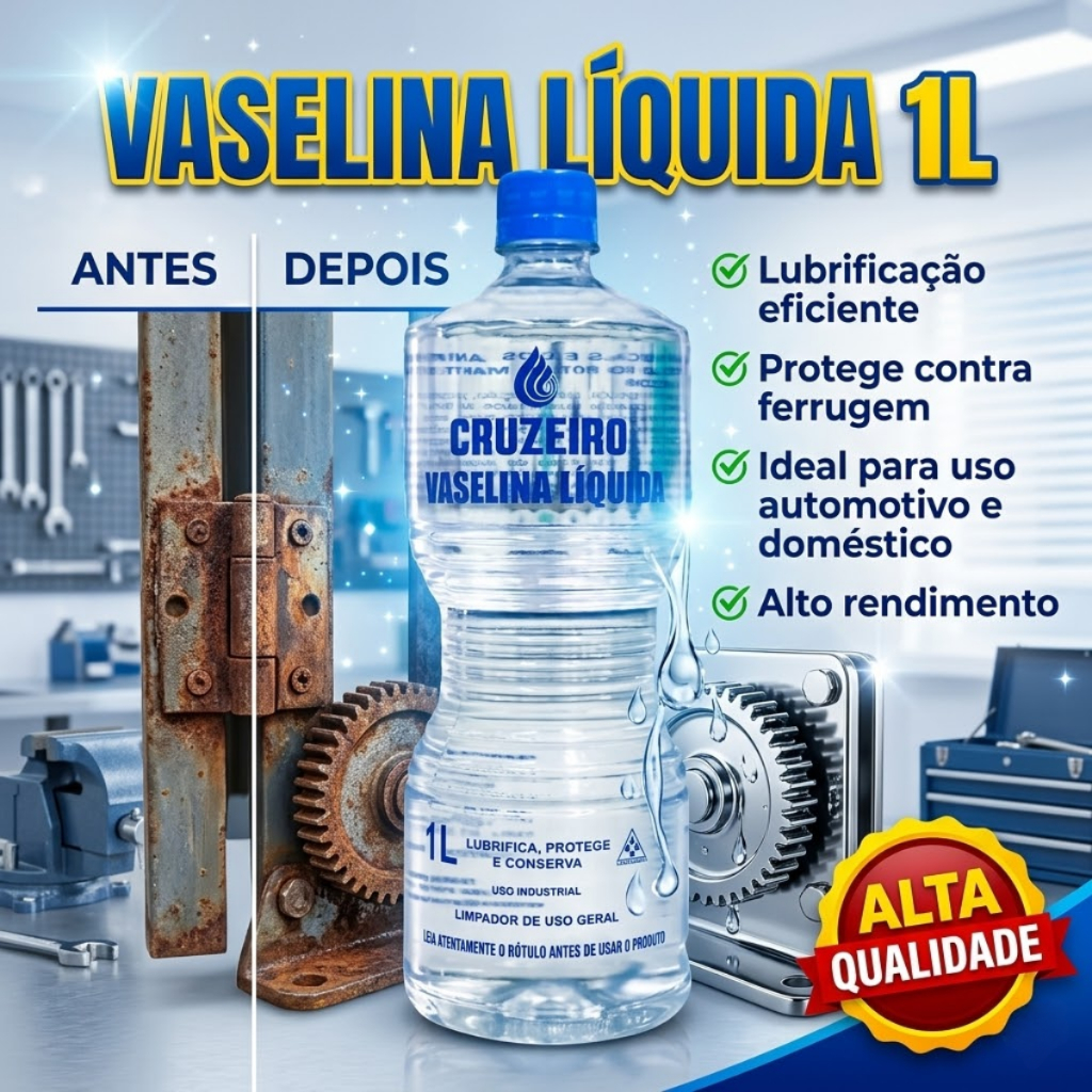 Vaselina Líquida 1L Lubrificante Multiuso Proteção Ferrugem Engrenagens Ferramentas e Peças