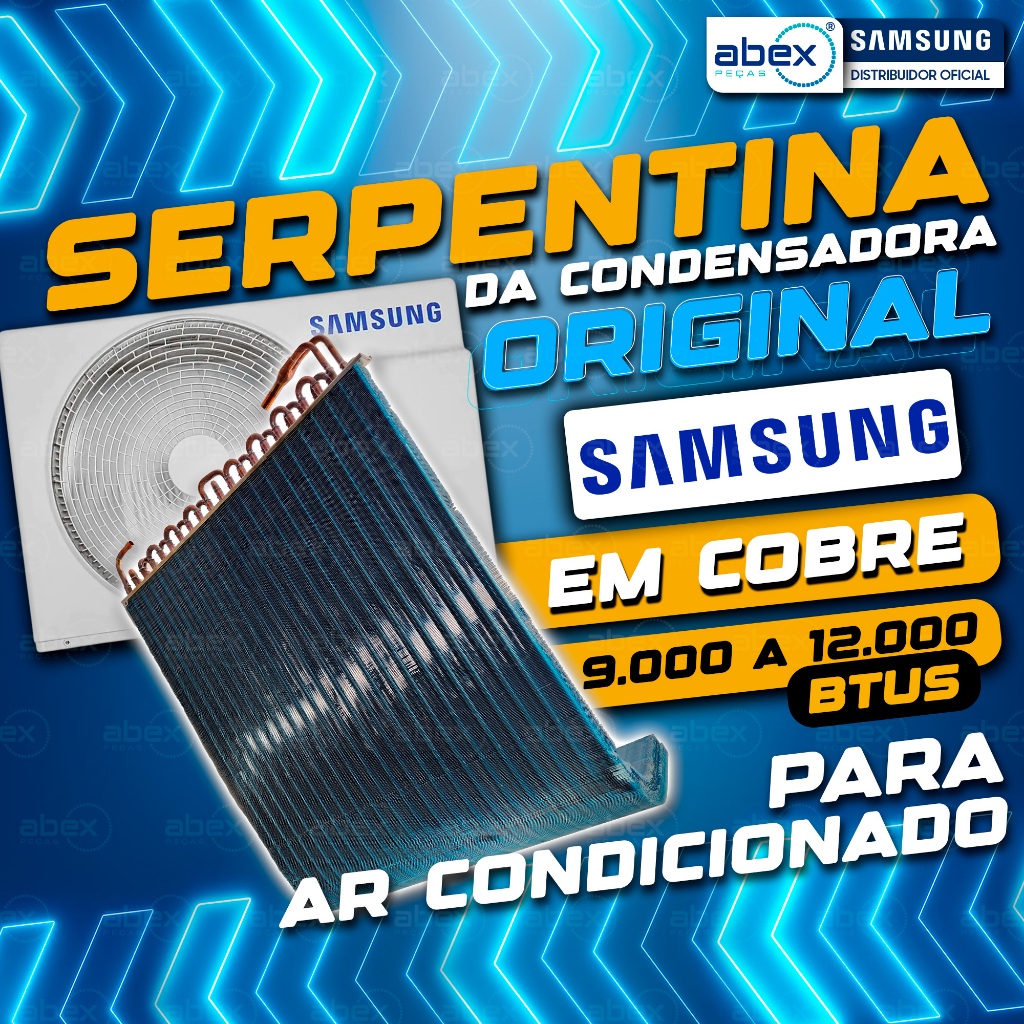 Serpentina Cobre Condensadora Ar condicionado Samsung 9k 12k Btus DB96-24365B DB96-13970D Original