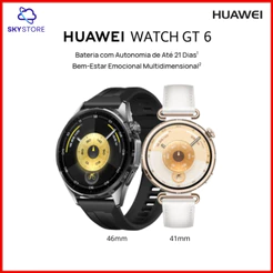 HUAWEI WATCH GT 6 Smartwatch Relógio Digital Potenciômetro de Ciclismo no Pulso GPS Integrado, 41mm e 46mm